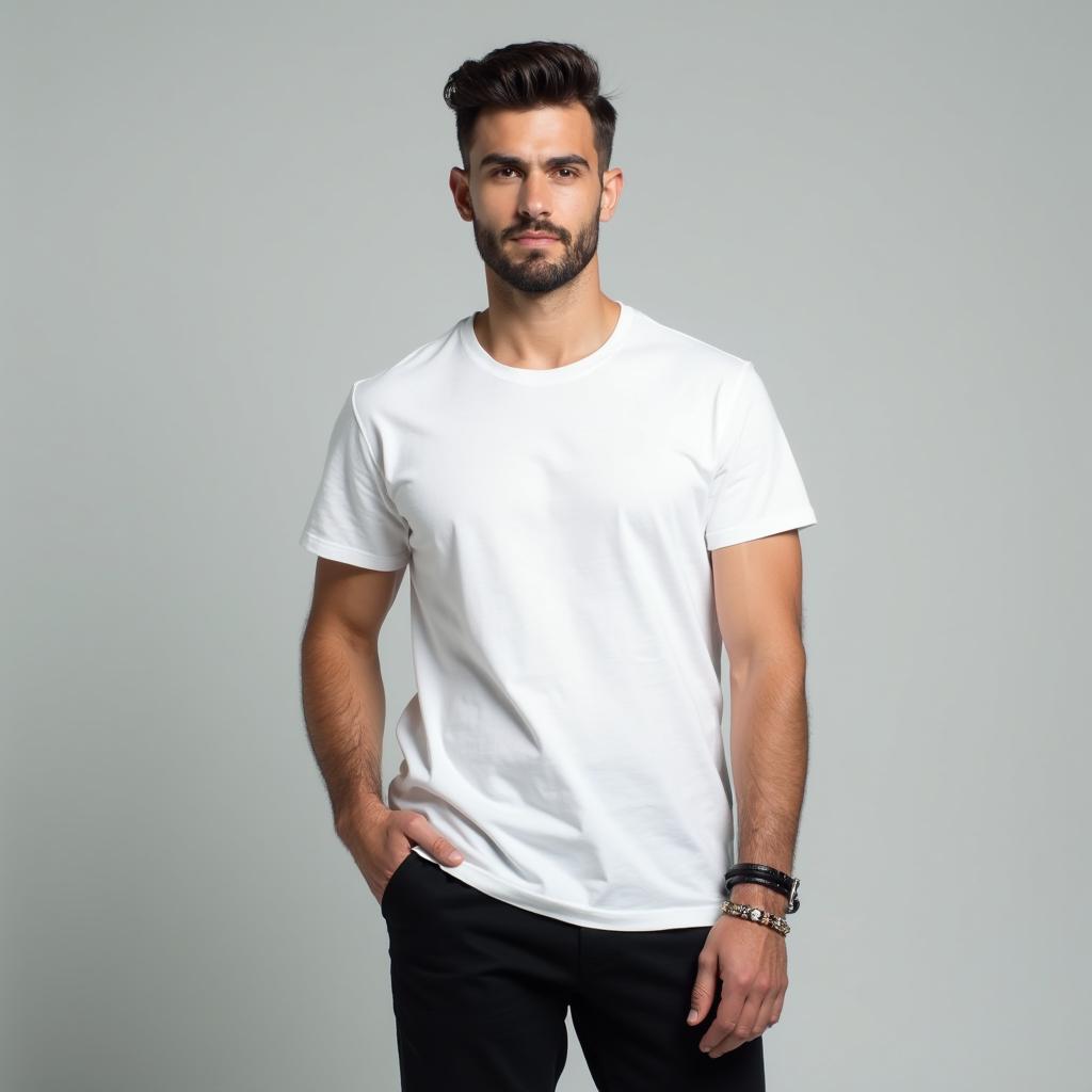 Camiseta Básica Masculina - 100% Algodão.
