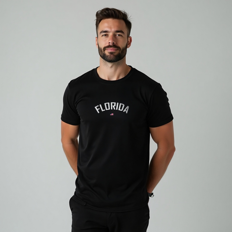 Camiseta Manga Curta de Algodão (Estampa Flórida)