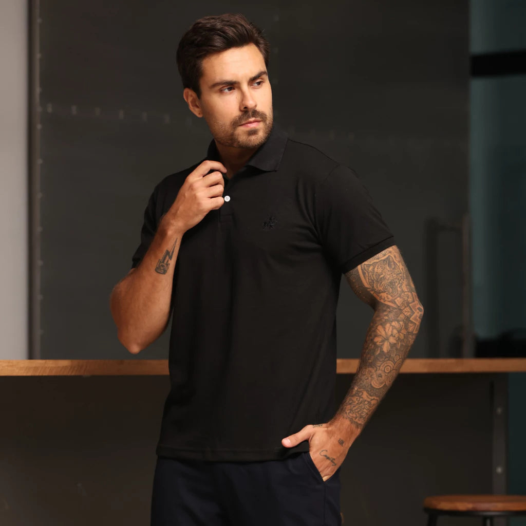 KIT - 4 Camisetas Polo (Lisas, Algodão).