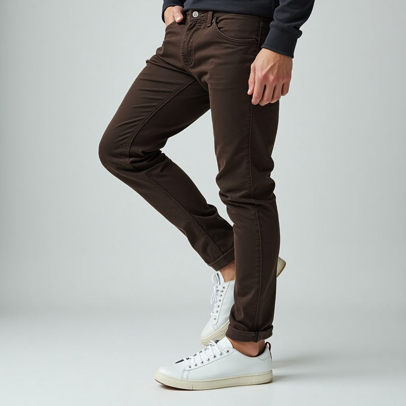 Calça Masculina Marrom (Sarja Slim com Lycra)