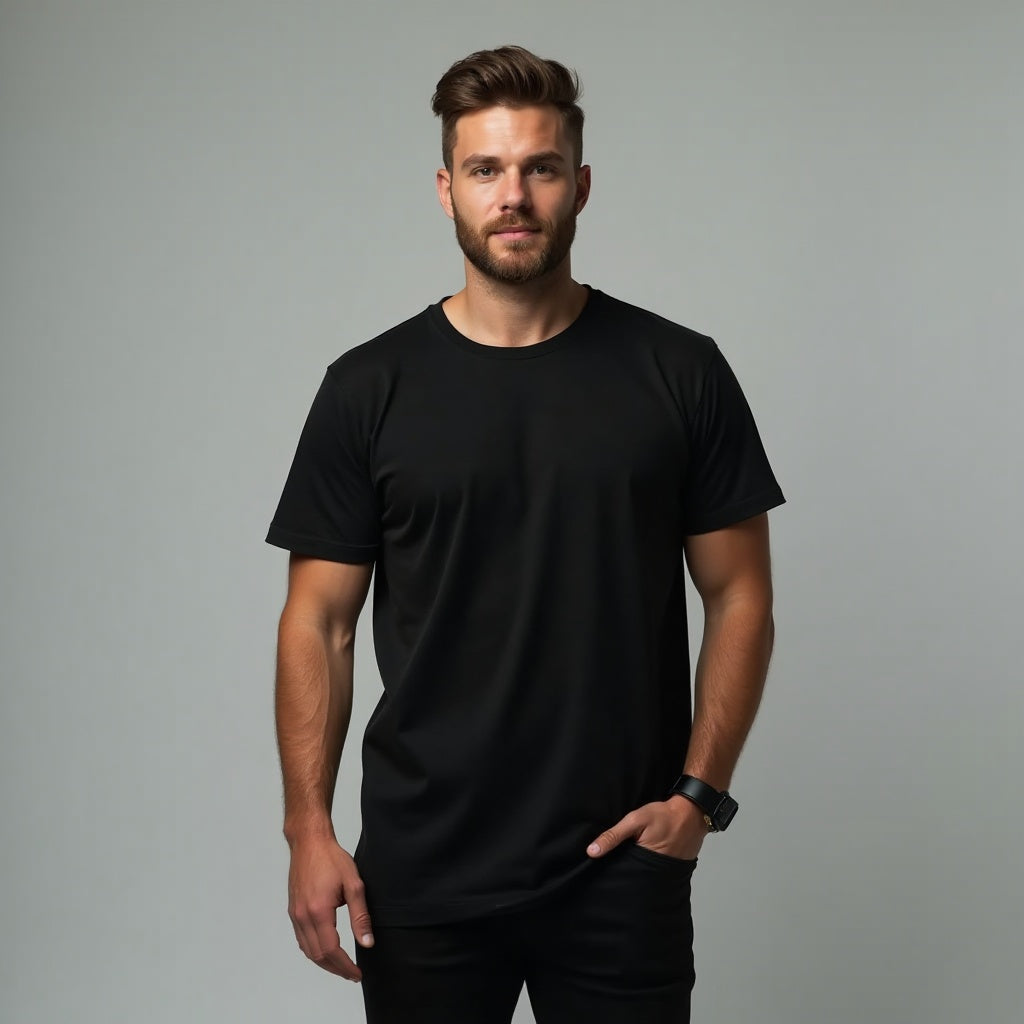 Camiseta Básica Masculina - 100% Algodão.
